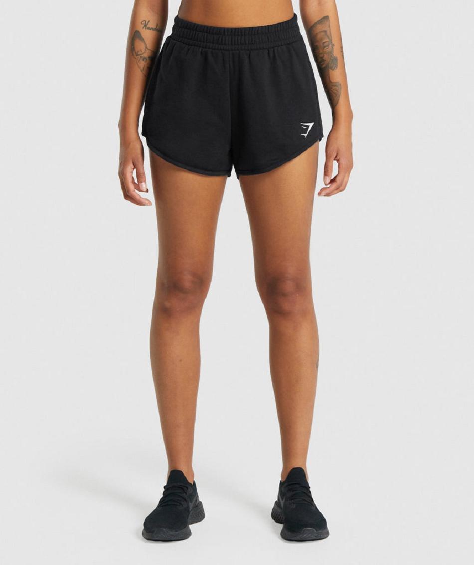 Pantalones Cortos Gymshark Entrenamiento Sweat Mujer Negras | CO 2722XYU